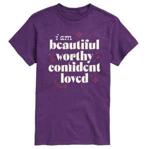 Men's - Instant Message - Beautiful Worthy Confident Loved Short Sleeve Graphic T-Shirt - 1 of 4