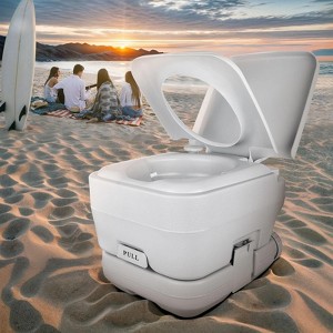 2.6 Gallon Portable Toilet RV Potty, Travel Camping Toilet with Detachable Tank, Double Outlet Water Spout, Handle Flush Pump - 1 of 4