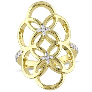 EVERLY JEWELRY | 18K Yellow Plated Sterling Silver 1/6 CT TW Diamond Circle Linked Floral Ring - 1 of 4