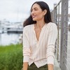 Lands' End Women's Cotton Pointelle Satin Trim Cardigan Sweater - 4 of 4