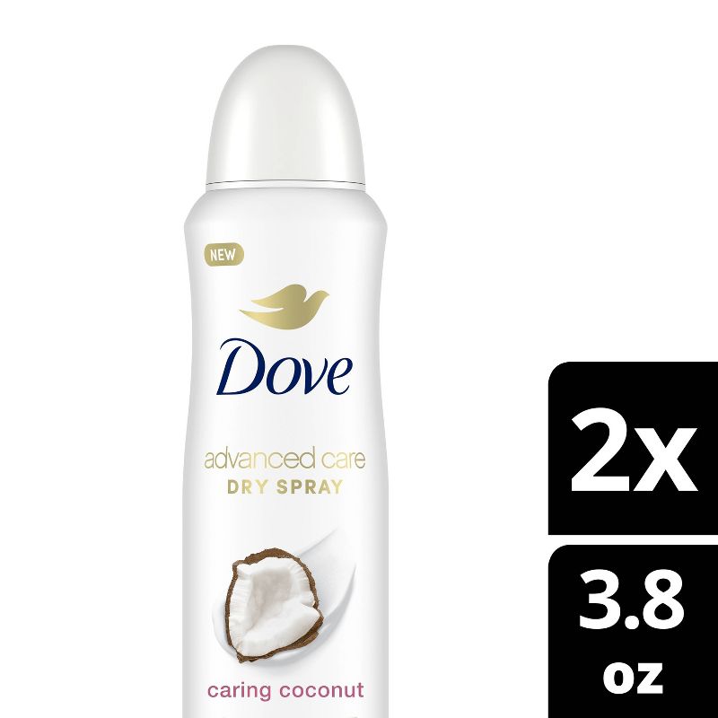 Dove Beauty Caring Coconut Dry Spray Antiperspirant Deodorant - 3.8oz/2ct, 1 of 9