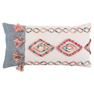 14"x26" Geometric Polyester Filled Pillow Pink - Rizzy Home