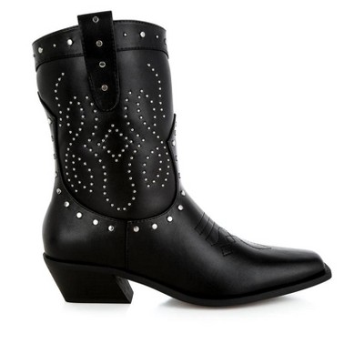 Equine Studded Embroidery Cowboy Boots Women