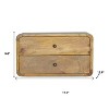 HomeRoots 18" Oak Solid Wood Two Drawer Floating Nightstand - 3 of 4
