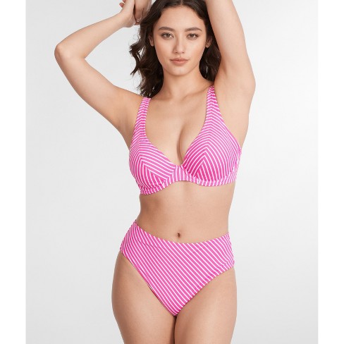 Freya Women's Jewel Cove Ruffled Bikini Top - As7230 36dd Raspberry Stripe  : Target