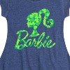 Girls' - Barbie - Logo Shamrock Pattern Fit & Flair Cap Sleeve Dress - 2 of 3