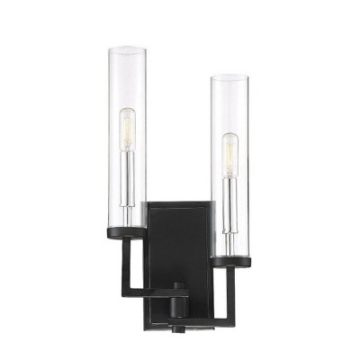 Savoy House Folsom 2 - Light Wall Light in  Matte Black/Polished Chrome