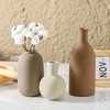 Itopfox Ceramic Vases Set of 3 Modern Neutral Rustic Farmhouse Pottery for Living Room Bathroom Bedroom Entryway Brown 8.3x3.1in 4.5x2.8in 5.7x3.1in - 2 of 4