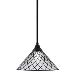 Toltec Lighting Any 1 - Light Pendant in  Matte Black with 16" Diamond Ice Art Glass Shade - 1 of 1