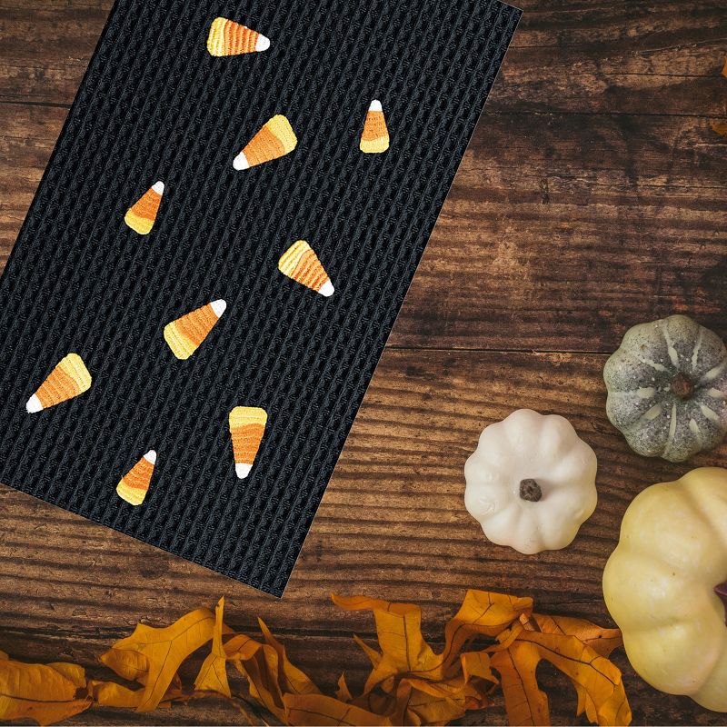 C&F Home Candy Corn Halloween Waffle Weave Embroidered Cotton Kitchen Towel, 2 of 5