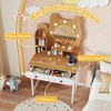 Resenkos Cute Kitty Vanity Desk - Small Size, Lighted Mirror, Power Outlets, Adorable Makeup Table - Natural White - 3 of 4
