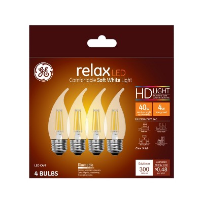 General Electric 4pk 40W Ca Relax LED Light Bulb SW Deco Cam Clear