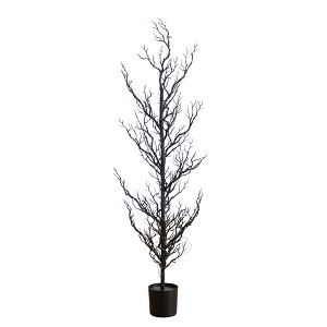 Nearly Natural 4-ft Pre-Lit Artificial Halloween Black Spooky Twig Tree with 160 Orange & Purple Copper Wire String LED Lights - 1 of 1