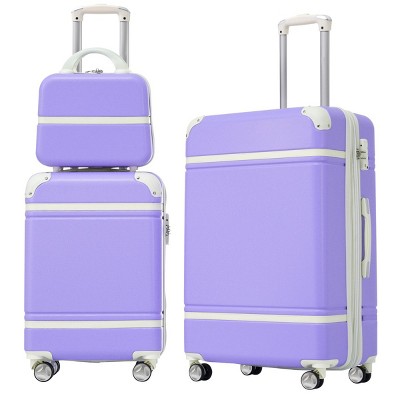 Hardshell Luggage Sets 3 Pieces,20"+24" Luggages And Cosmetic Case With Lightweight Spinner Suitcase Wheels And Tsa Lock-Cuddlewood