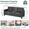 72“ 3-Seater Sofa with USB Ports, Mid-Century Modern Gray Couch for Living Room, Bedroom, Apartment – Comfy & Space-Saving Design - 2 of 4