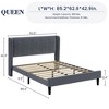 Whizmax Bed Frame with Wingback Headboard, Upholstered Bed Frame with Wood Slats, Sturdy Support Feet, No Box Spring Needed, Easy Assembly - 2 of 4