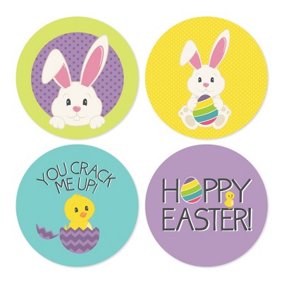 Big Dot of Happiness Hippity Hoppity - Assorted Easter Bunny Party Circle Sticker Labels - 24 Count
