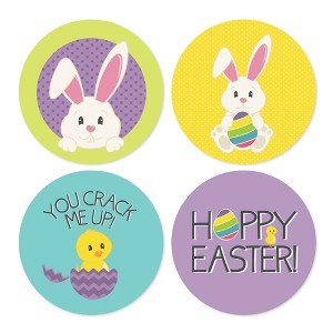 Big Dot of Happiness Hippity Hoppity - Assorted Easter Bunny Party Circle Sticker Labels - 24 Count - 1 of 4