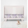 Bacati - Floral Printed Purple Gray 100 percent Cotton Universal Baby US Standard Crib or Toddler Bed Fitted Sheet - 4 of 4