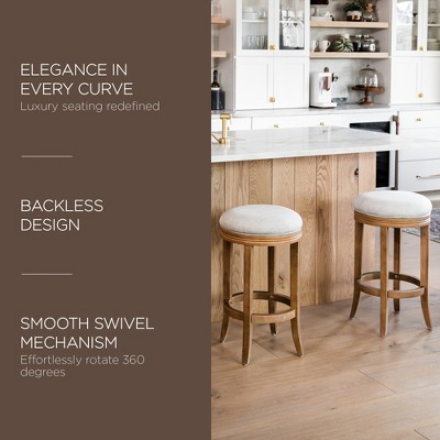 Eva Weathered Oak Round Backless Swivel Counter Stool