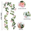 Unique Bargains Artificial Flowers Hanging Vine Rose Vine Garland 90.6" Pink 2 Pcs - 2 of 4