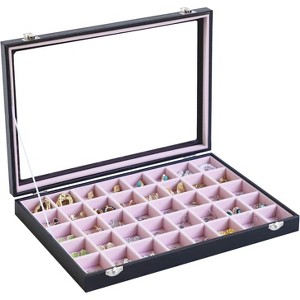 30-Grid Earring Organizer Tray with Clear Lid and Anti-Tarnish Protection - 1 of 4