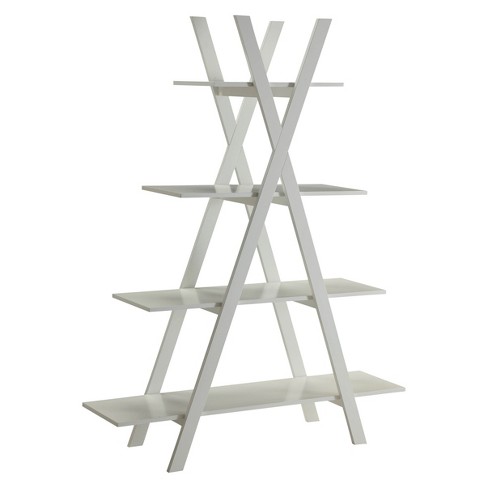 Convenience Concepts Oslo Sundance 3 Tier Shelf in White Wood and Bamboo  Finish