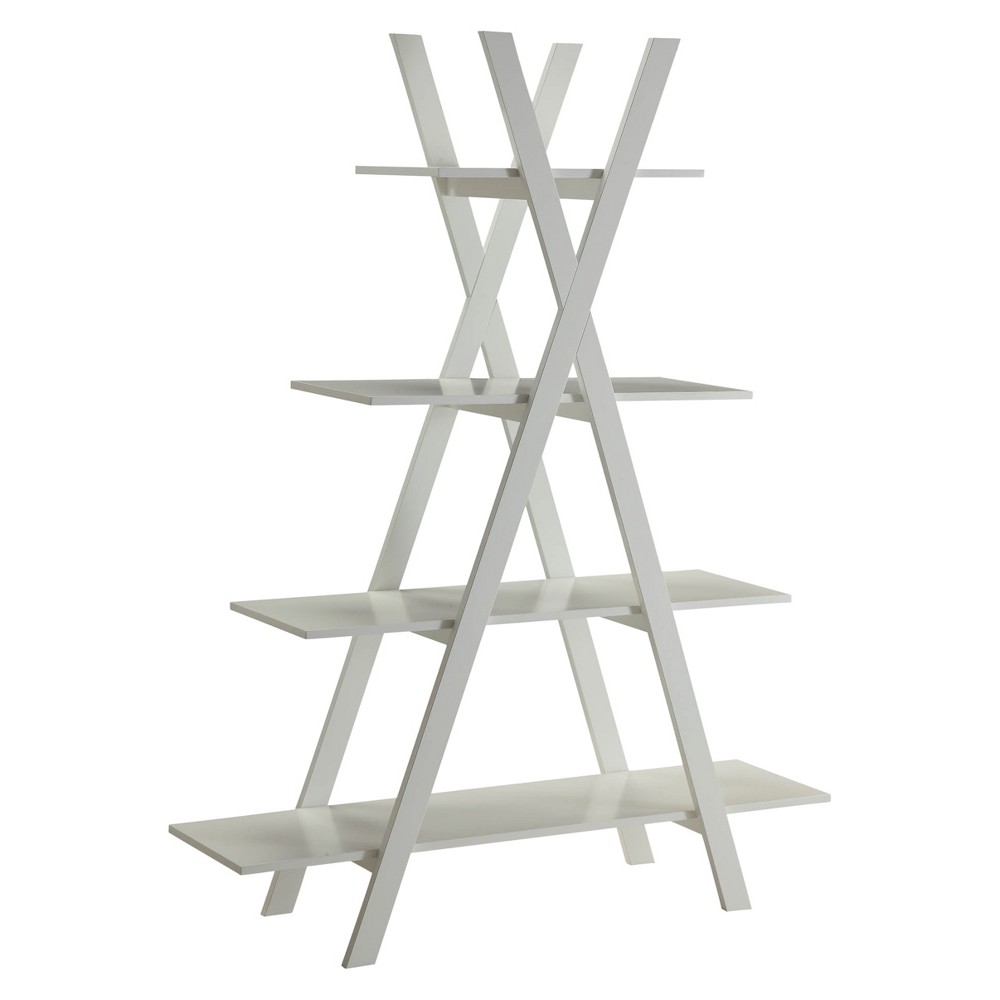 Photos - Garden & Outdoor Decoration 59" Oxford A Frame Bookshelf White - Breighton Home: 4-Tier, MDF, Metal Hardware