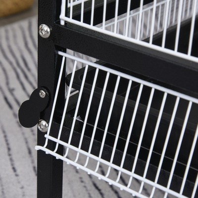 PawHut 54" Black Iron Rolling Aviary Bird Cage with Stand