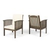 GDFStudio Oliver Outdoor Acacia Wood Club Chairs with Cushions (Set of 2) - 2 of 4