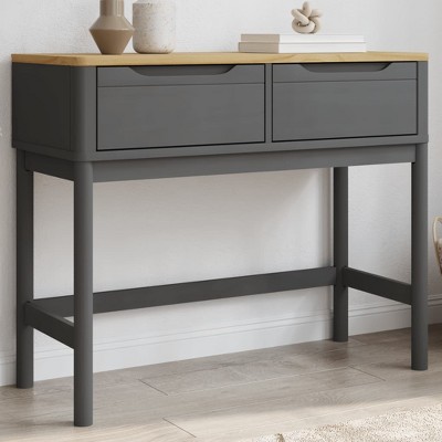 vidaXL Console Table FLORO Gray 35.2"x14.4"x28.7" Solid Wood Pine
