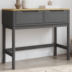 vidaXL Console Table FLORO Gray 35.2"x14.4"x28.7" Solid Wood Pine - 1 of 4