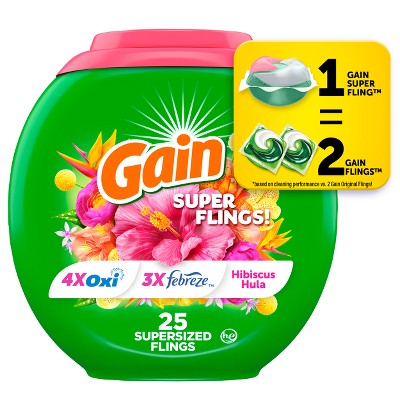 Gain Flings Hibiscus Hula HE Compatible Happy Laundry Detergent Soap Pacs