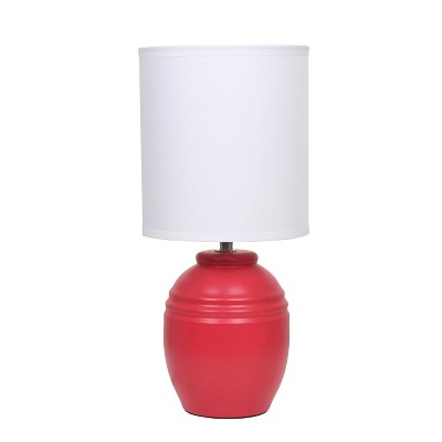 Simple Designs Chic Glow Mini Classic Jar Table Lamp Red Fabric Shade