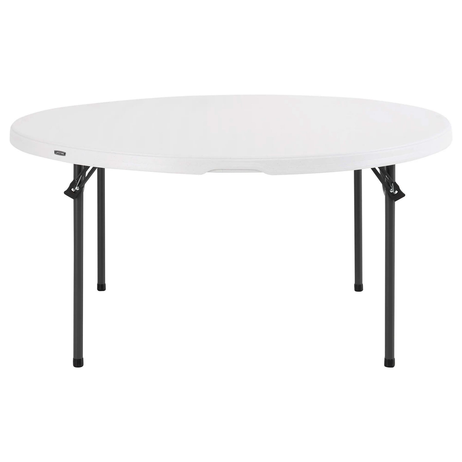 MAYEERTY 71" White HDPE Round Folding Table, 750LB Steel Frame Fold Flat, UV Stain Resistant Indoor Outdoor Event Table