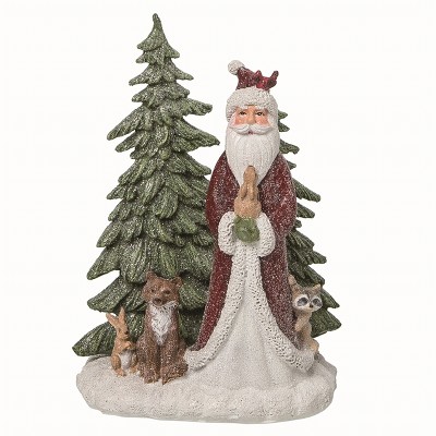 Transpac Resin Multicolor Christmas Santa with Tree Figurine