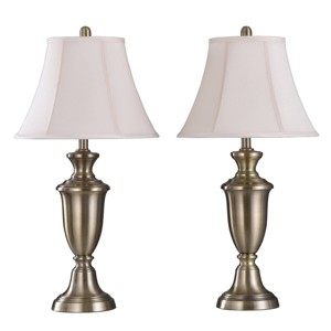 2pc Table Lamp Brass - StyleCraft: Nightstand Lighting, 3-Way Adjustable Head Tilt, UL Listed, Metal Body - 1 of 4
