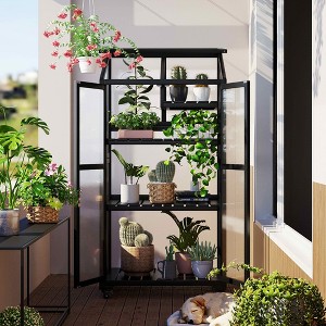 MAYEERTY 62" Tall Balcony Greenhouse, Portable Cold Frame with Wheels, Indoor Outdoor, Forest Green - 1 of 4