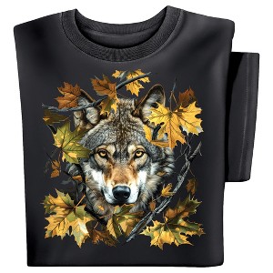 Collections Etc Fall Foliage Wolf Tee - 1 of 4