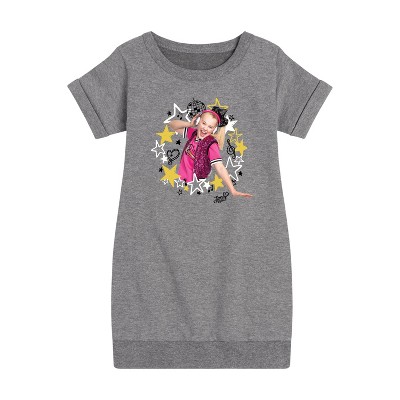JoJo Siwa Jojo Wreath Graphic Short Sleeve Fleece Dress - Heather Grey - 3T
