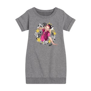 JoJo Siwa Jojo Wreath Graphic Short Sleeve Fleece Dress - Heather Grey - 3T - 1 of 3