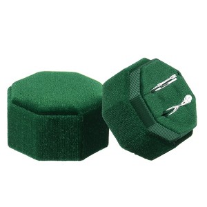 Unique Bargains Velvet Octagon Wedding Proposal Engagement 2 Slot Jewelry Storage Ring Box - 1 of 4