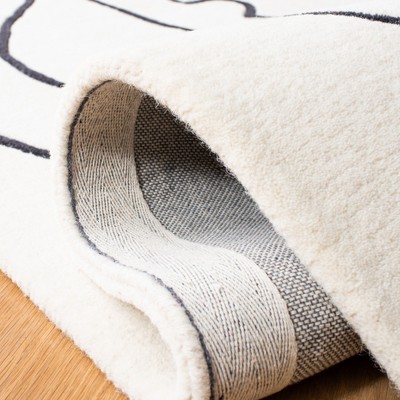 Handmade Black Wool Tufted Square Area Rug, 7' x 7'