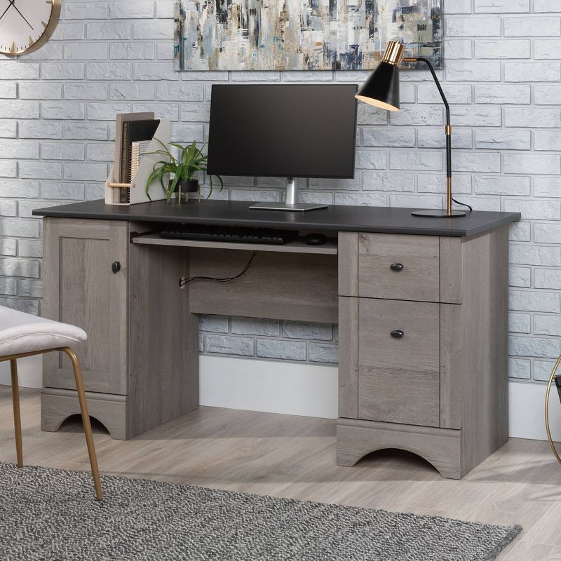 Computer Desk with Drawers Mystic Oak - Sauder: Home Office, Slide-Out Keyboard Shelf, Filing Cabinet, 2 of 7