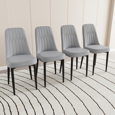 Modern Dining Chairs Set, with Thick Soft Cushions & Metal Leg, for Dining Room, Kitchen, Available in Multiple Colors