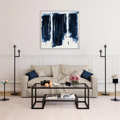 Blackened Bronze Rectangular Glass Coffee Table with Lower Shelf