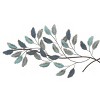 15" x 52" Metal Leaf Wall Decor with Gold Accent Blue - Olivia & May: Iron Nature-Inspired Art, Vertical Display - 4 of 4