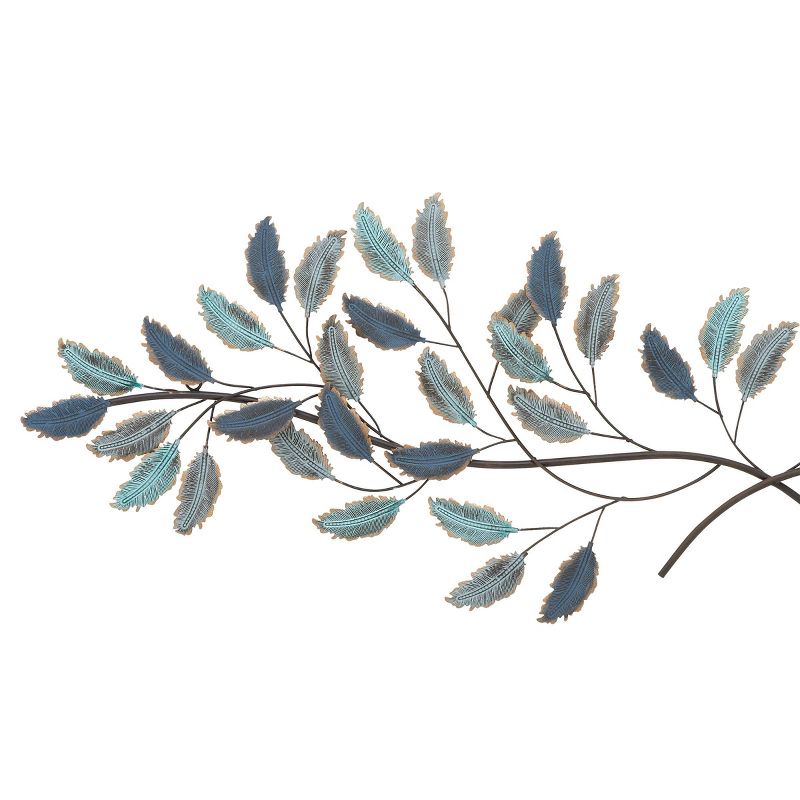 15&#34; x 52&#34; Metal Leaf Wall Decor with Gold Accent Blue - Olivia &#38; May, 5 of 18