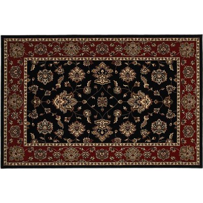 Hand-knotted Black and Red Synthetic 4' x 6' Area Rug