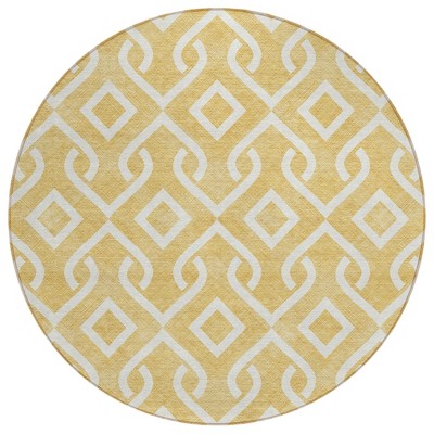 Gold And Ivory Geometric Washable Indoor Outdoor Area Rug